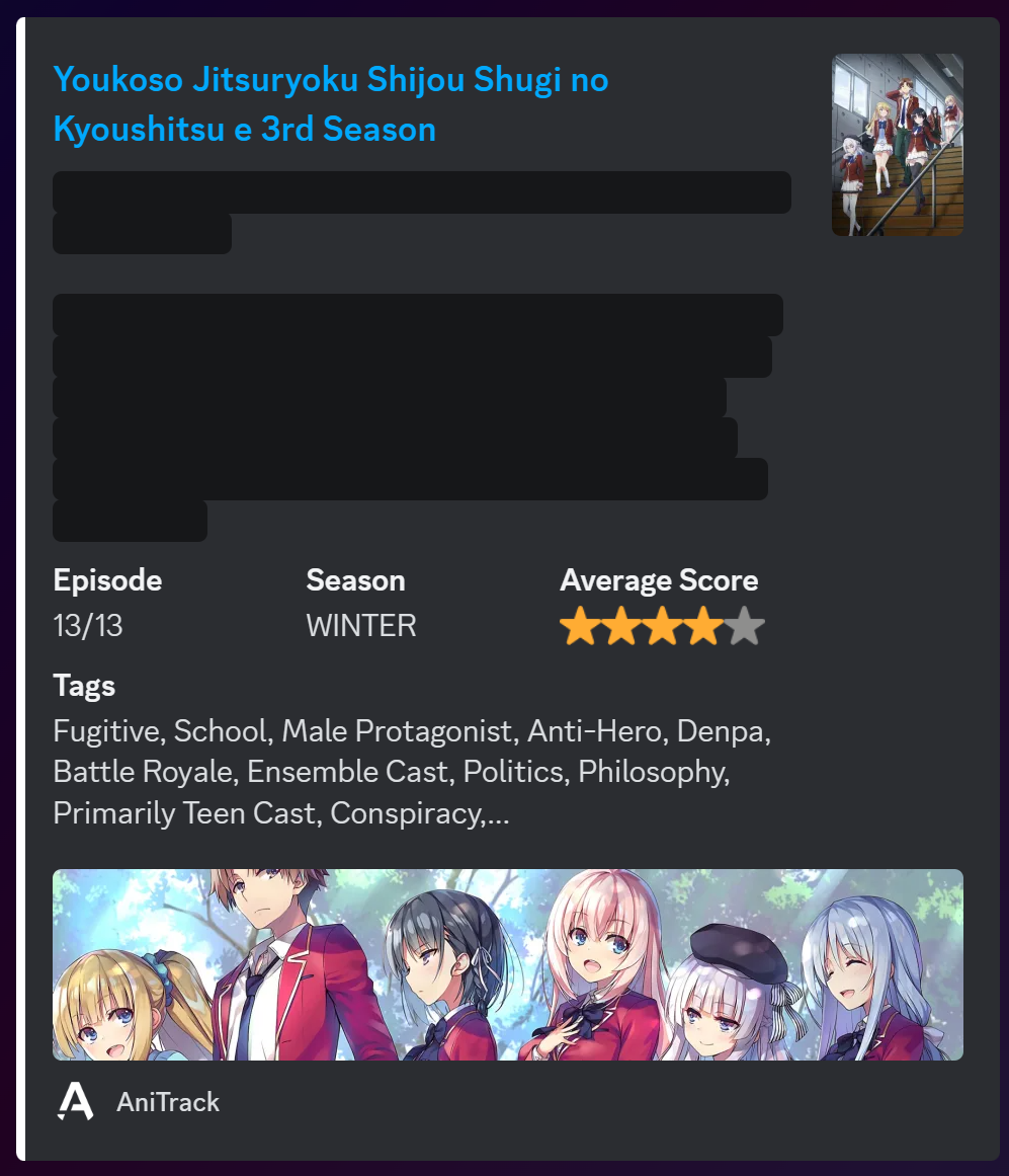 Embed Message When Anime is Aired